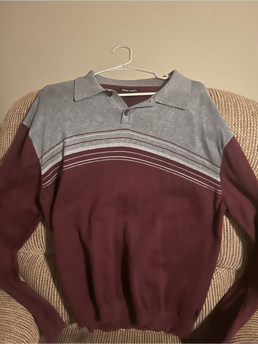 Pierre Cardin Maroon and Gray Polo